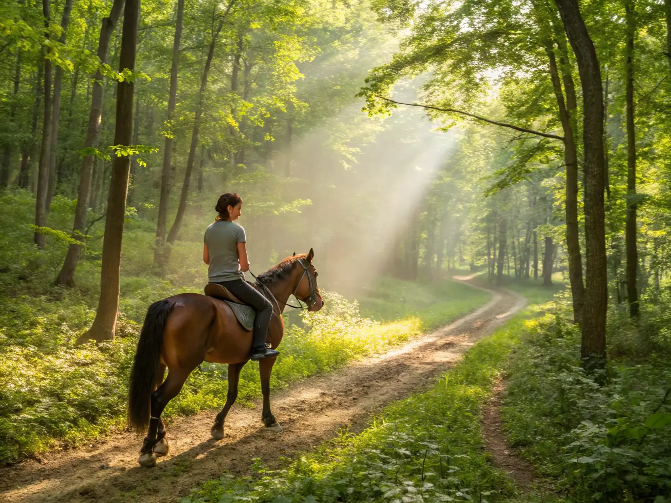 A rider and horse team navigating a challenging trail during an endurance competition, showcasing the stamina and skill required.